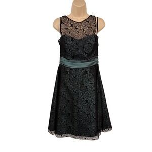 Vintage Y2K Formal Dress Juniors Large Blue Black Lace Whimsigoth Fairy Sparkle